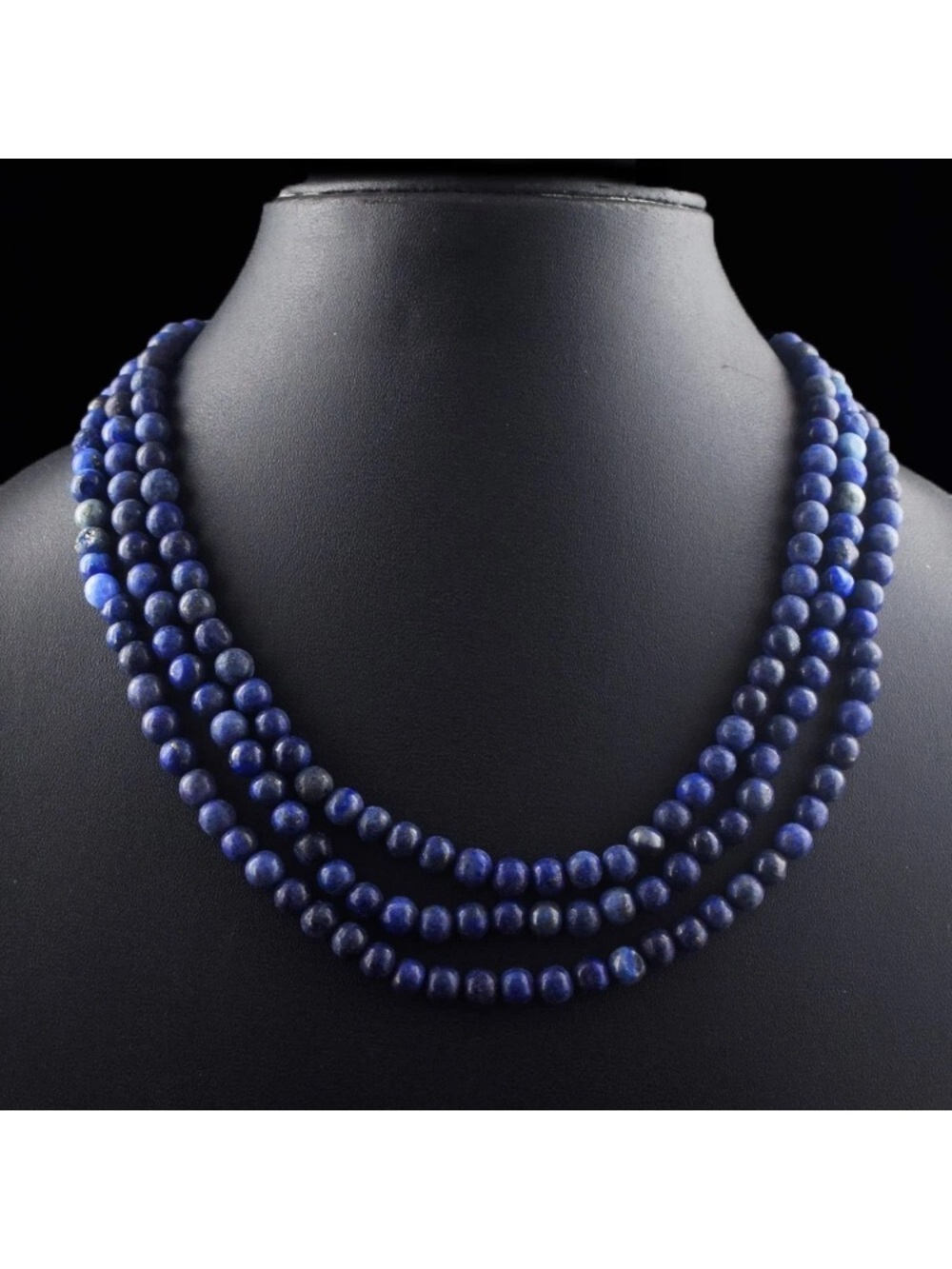 Amazing 3 Strand Lapis Lazuli Beaded Necklace